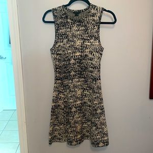 Theory Black and White Flare Knit Dress